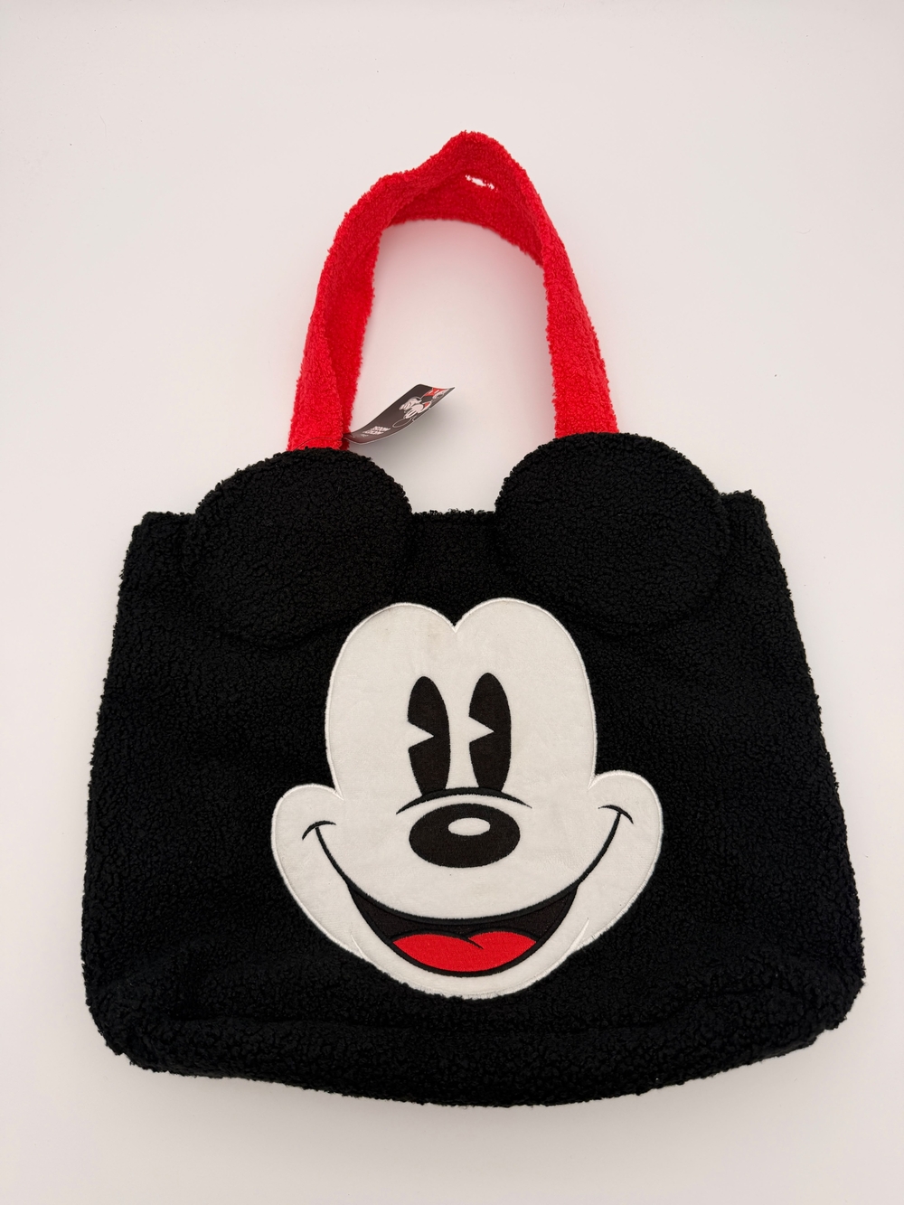 Disney Mickey Mouse Bioworld Sherpa Tote Bag Black Red New With Tags